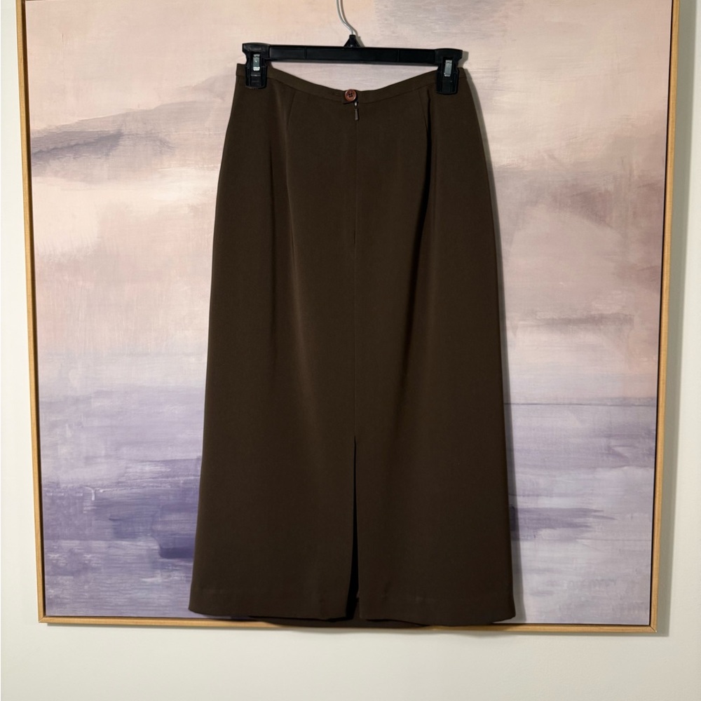 Vintage Women's Brown Pencil Skirt - Picture 3 of 6